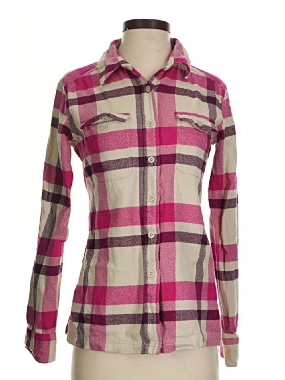 Patagonia Pink and Cream Plaid Shirt